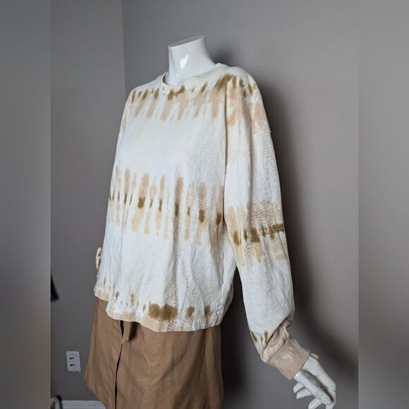 Oversized Long Sleeve Sweatshirt Citizens of Humanity tie dye white brown S - Picture 4 of 9